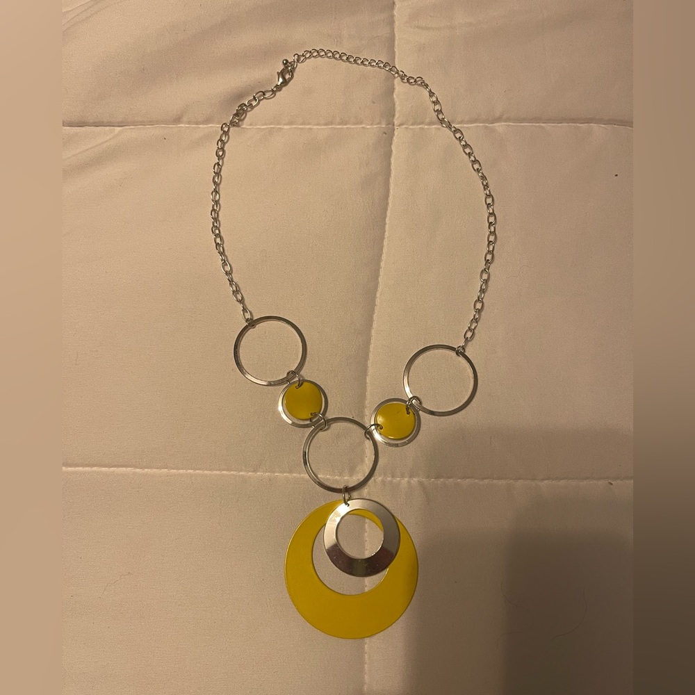 Silver and Yellow Pendant Necklace